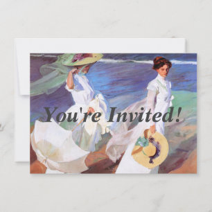 Joaquin Sorolla Women Walking Beach Invitation