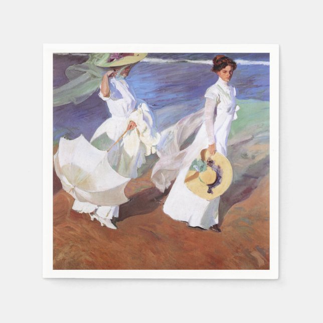 Joaquin Sorolla Women Walking Beach Napkin (Front)