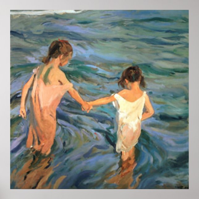 Joaquín Sorolla y Bastida Children in the Sea Poster (Front)