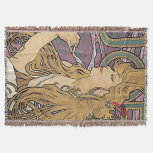 Job (1896) by Alphonse Mucha Throw Blanket