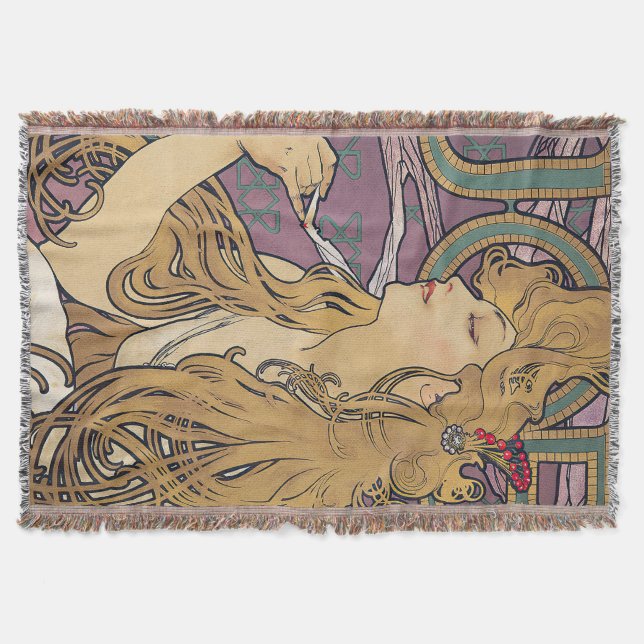 Job (1896) by Alphonse Mucha  Throw Blanket (Front)