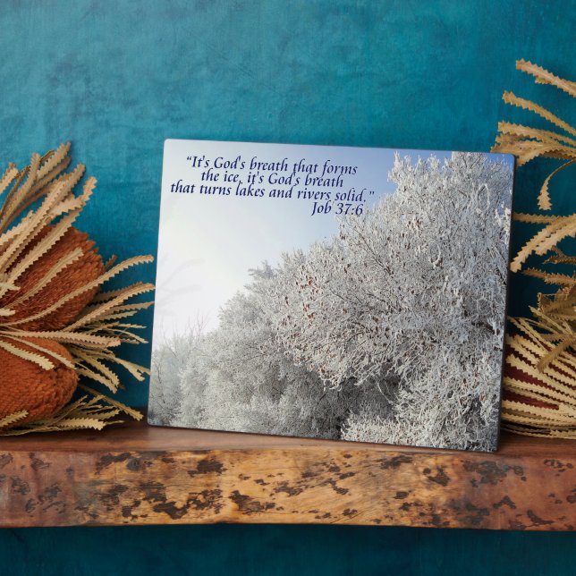Job 37:6 Inspirational Winter Landscape Plaque (Side)