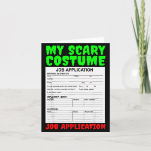 Job Application Funny Y Halloween Costume Trick Or Card