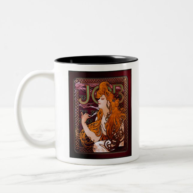 JOB by Alphonse Mucha Two-Tone Coffee Mug (Left)