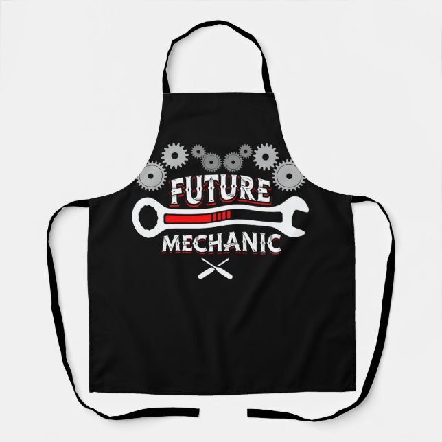 Job Title Future Mechanic Car Auto Mechanic Garage Apron (Front)