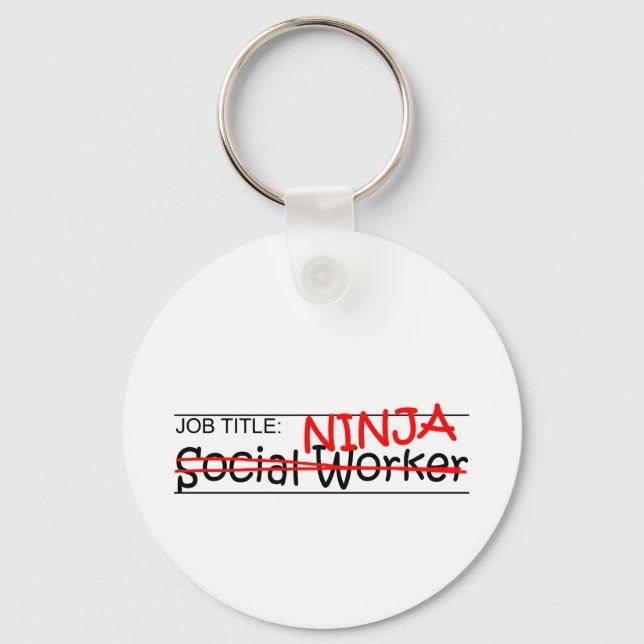 Job Title Ninja - Social Worker Key Ring (Front)