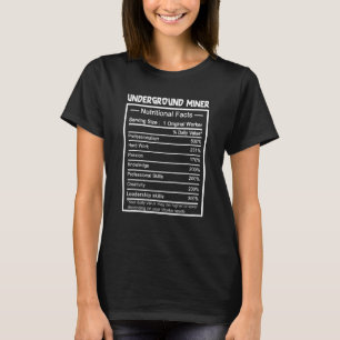 Job Title Worker Nutrition Facts Underground Miner T-Shirt