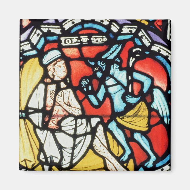 Job tormented by the Devil, 12th century (stained Magnet (Front)