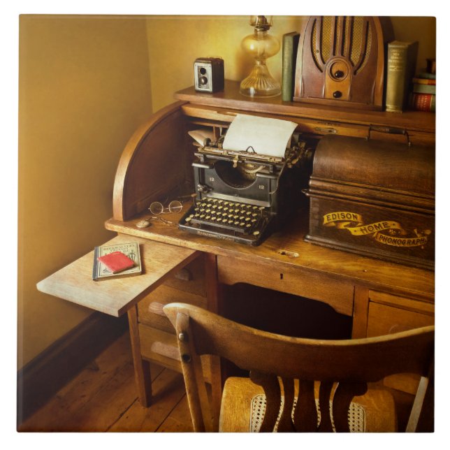 Job - Typist - A person with many interests Ceramic Tile (Front)