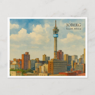 JoBerg South Africa Watercolor Travel Holiday Postcard