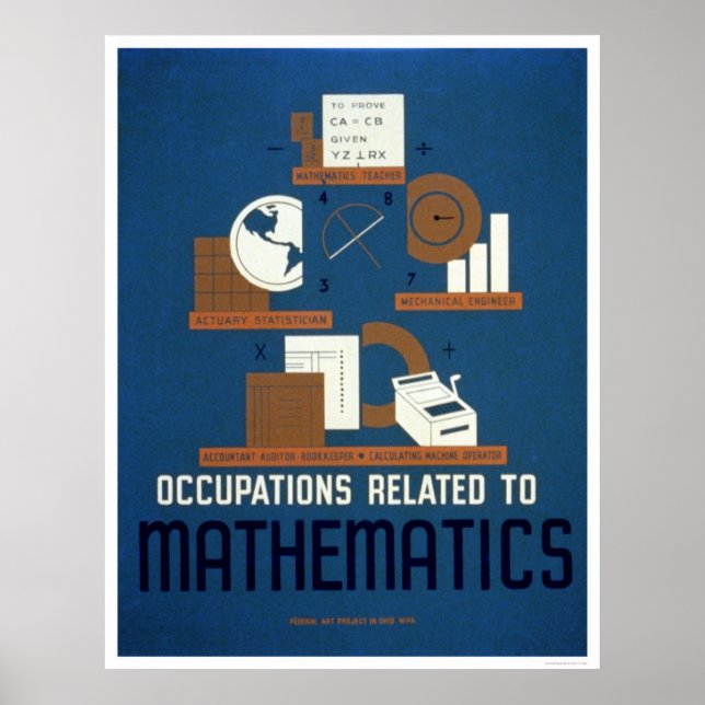 Jobs In Mathematics 1937 WPA Poster (Front)