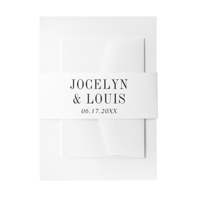 Jocelyn Black and White Modern Wedding Invitation Belly Band (Front Example)