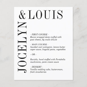 Jocelyn Black and White Modern Wedding Menu