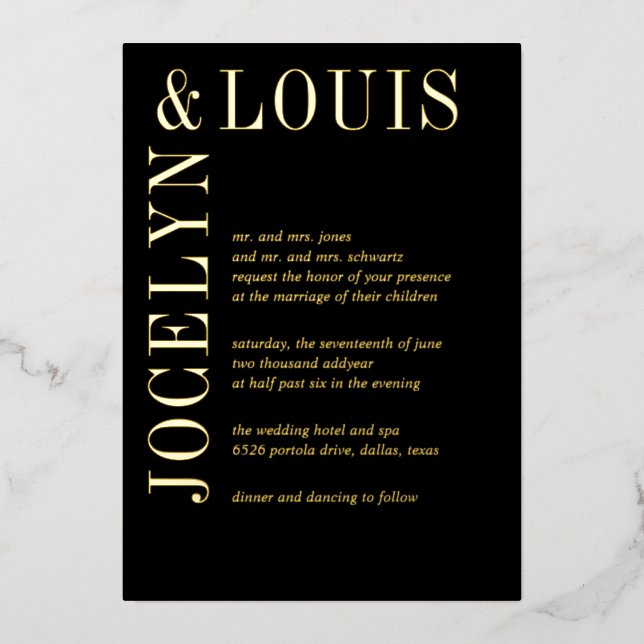 Jocelyn Black Modern Wedding (Front)