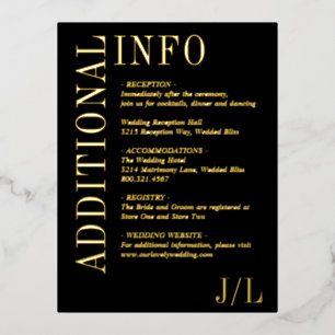 Jocelyn Black Modern Wedding Enclosure Card