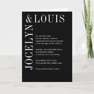 Jocelyn Black Modern Wedding Invitation