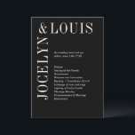 Jocelyn Black Modern Wedding Program<br><div class="desc">Modern wedding program featuring a minimalist black design with your names in a large font along the left side and top.  This design is simple enough for a formal wedding yet makes a bold statement.</div>
