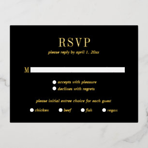 Jocelyn Black Modern Wedding RSVP Card