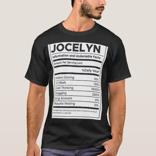 Jocelyn Nutrition Information  Problem Solving Har T-Shirt (Front)