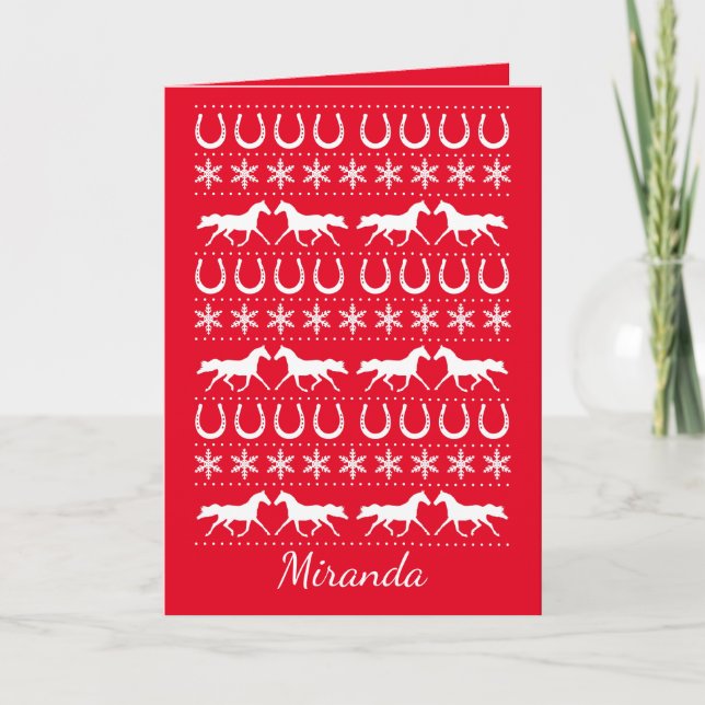 Jockey and Horse Rider Equestrian Christmas Holiday Card (Front)