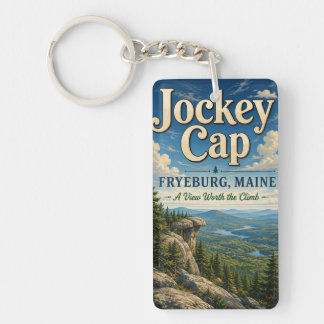 Jockey Cap Fryeburg Maine Rectangle Acrylic Keycha Key Ring