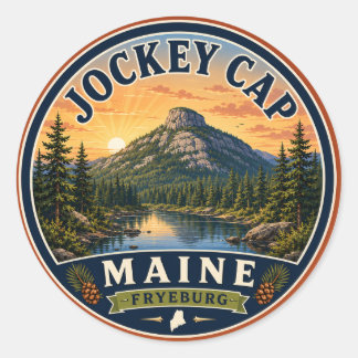 Jockey Cap Fryeburg Maine Round Sticker