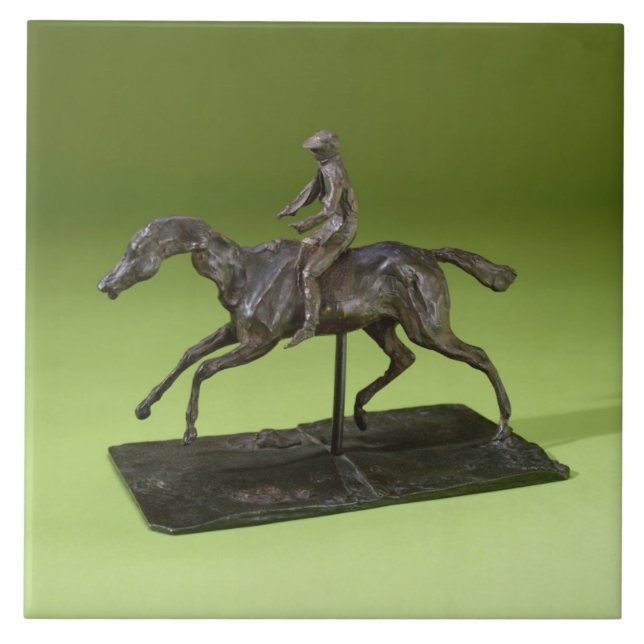 Jockey on a Horse (bronze) Ceramic Tile (Front)