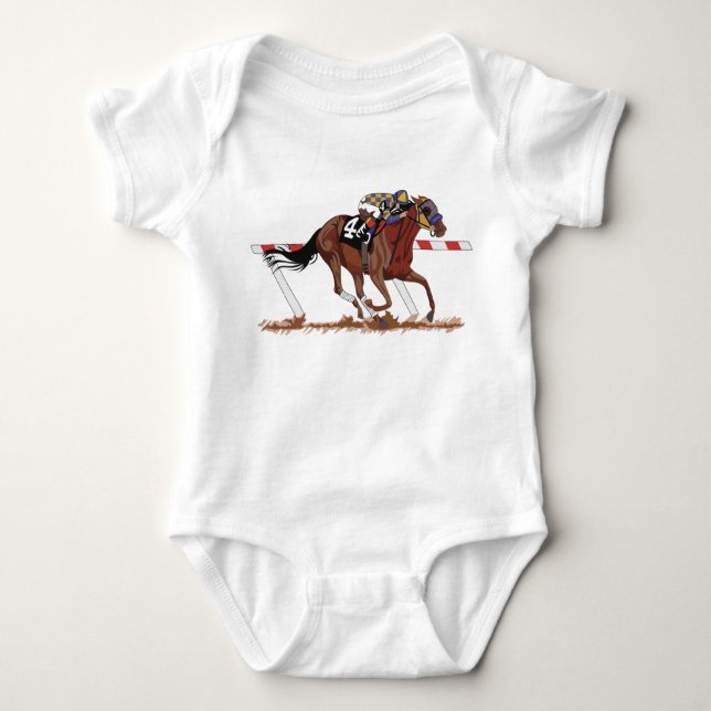 Jockey On Racehorse Baby Bodysuit (Front)