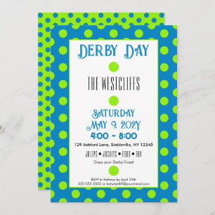 Jockey Silk Dots Green and Blue Derby  Invitation