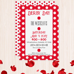Jockey Silk Dots Red and White Derby Invitation