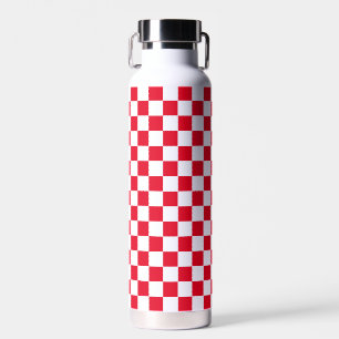 Jockey Silks Chequerboard Red and White Water Bottle