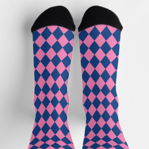 Jockey Silks Diamond French Blue and Pink Socks