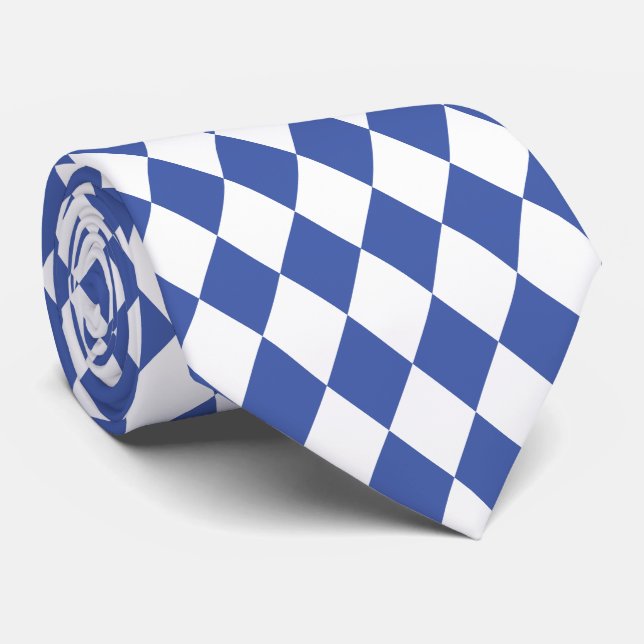 Jockey Silks Diamond Royal Blue and White Neck Tie (Rolled)