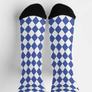 Jockey Silks Diamond Royal Blue and White Socks