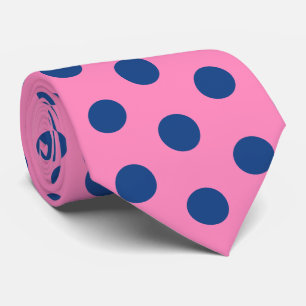 Jockey Silks French Blue Dots on Pink Derby Tie