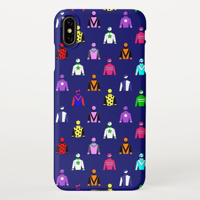 Jockey Silks Horse Rider Pattern on Blue iPhone Case (Back)