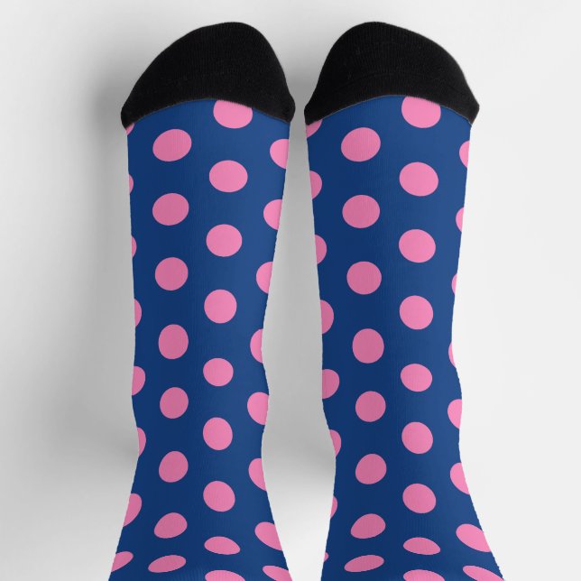 Jockey Silks Pink Polka Dots on French Blue Socks (Top)