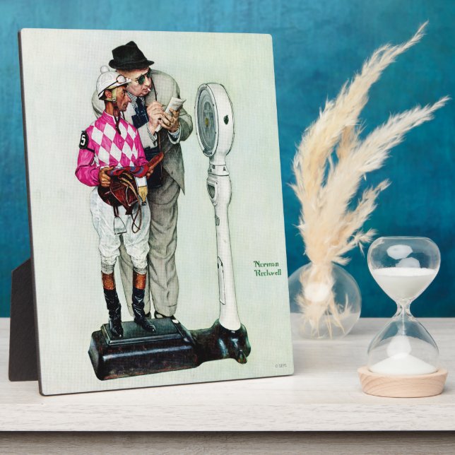 Jockey Weighing In by Norman Rockwell Plaque (Side)