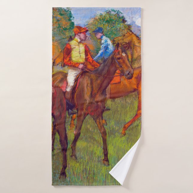 Jockeys and Race Horses, Edgar Degas Bath Towel (Bath Towel)
