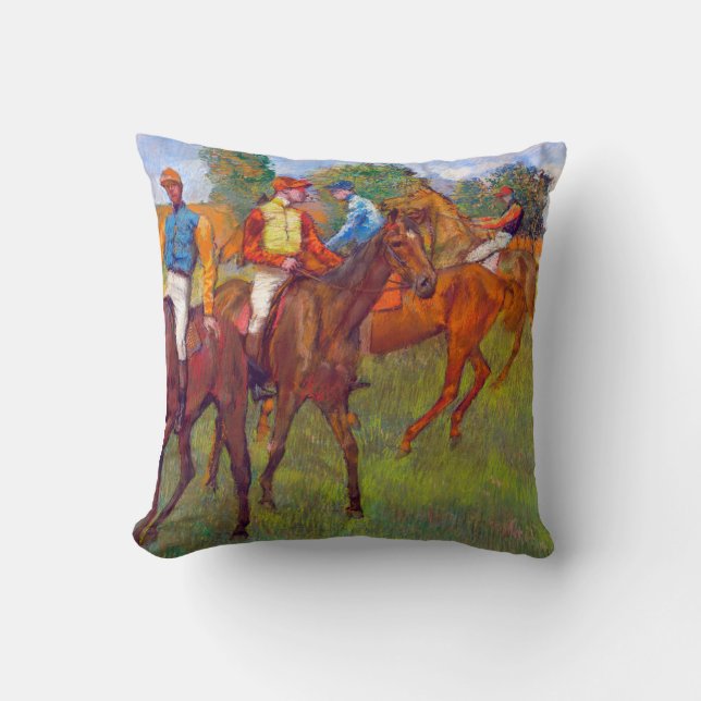 Jockeys and Race Horses, Edgar Degas Cushion (Front)