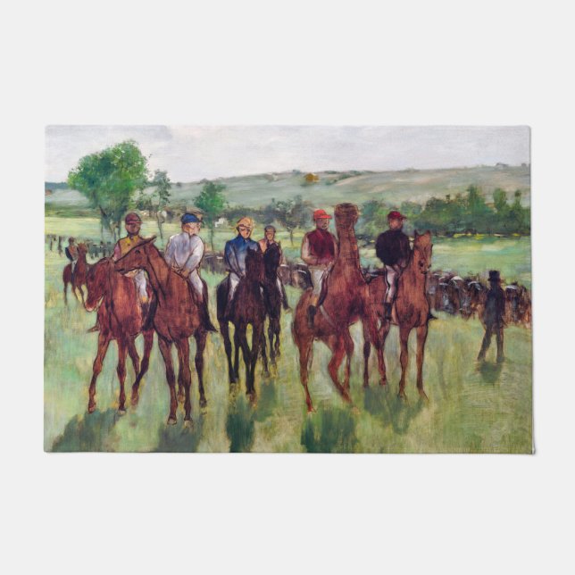 Jockeys and Race Horses, Edgar Degas Doormat (Front)