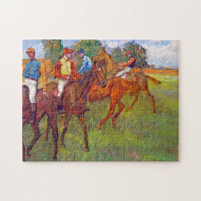 Jockeys and Race Horses, Edgar Degas Jigsaw Puzzle (Horizontal)