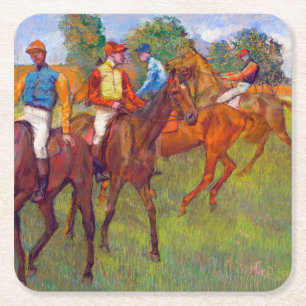 Jockeys and Race Horses, Edgar Degas Square Paper Coaster