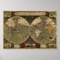 Jodocus Hondius 1595 Map of the World