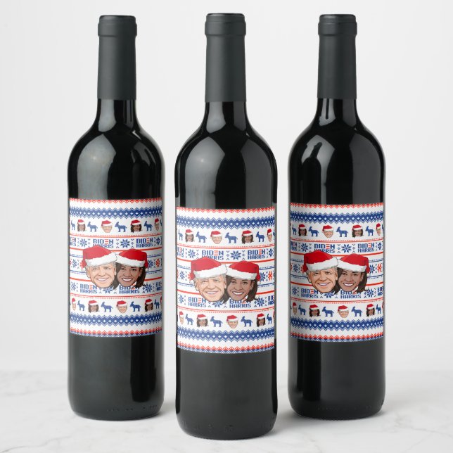 Joe and Kamala Christmas Wine Label (Bottles)
