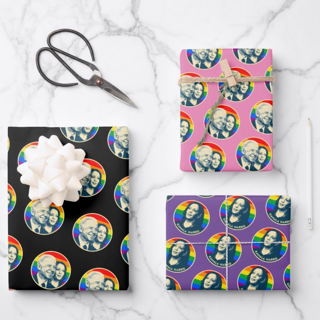 Joe and Kamala Pride Holiday Wrapping Paper Sheet (Front)
