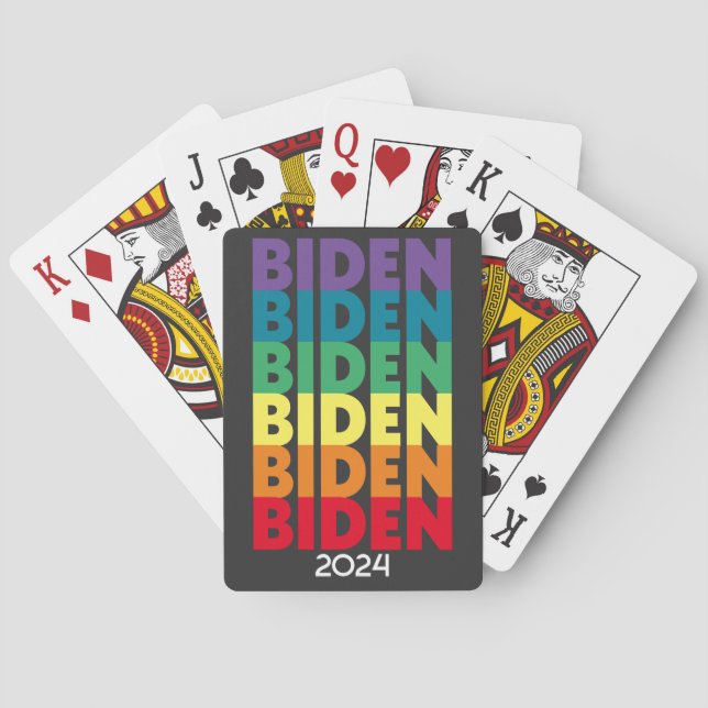 Joe Biden 2024 - retro gradient rainbow colours Playing Cards (Back)