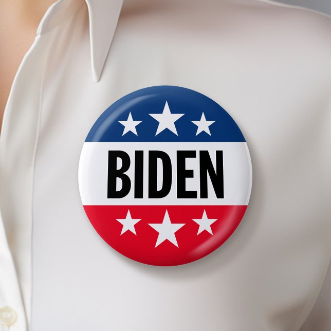 Joe Biden 2024 - Simple Stars Can Change Colours 6 Cm Round Badge (Biden Harris 2024 Button - Great Campaign and Rally button for the Next Election)