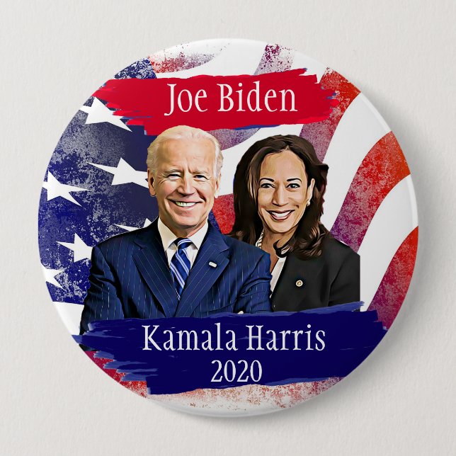 Joe Biden and Kamala Harris 2020 US Election 10 Cm Round Badge (Front)