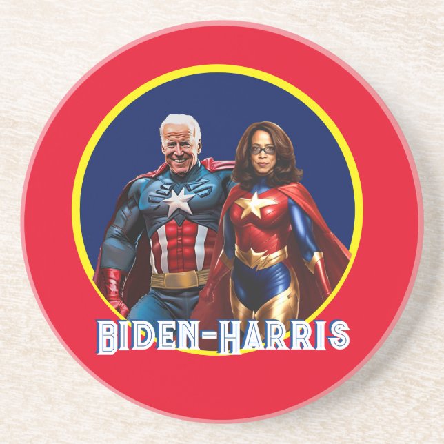 Joe Biden and Kamala Harris as  Superheros Coaster (Front)